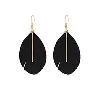 Sbyhbhyds Geometric Women's Metal Stick European and American Tassel Earrings Feather Sweet Earrings Nose Cuffs Dangling (G, One Size)