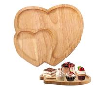 Sbyhbhyds Heart Shaped Plates Wooden Serving Tray,Valentine's Day Cheese Platter Salad Dinner Cake Plate,Decorative Cutting Board for Snack Candy Food Fruit,2 Compartment Wedding Romantic Decor