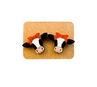Sbyhbhyds Highlands Cow Earrings Wooden Cow Earrings Country Cow Earrings Farm Village Ladies Birthday Earrings Gift Earrings Women Trendy (Red, One Size)