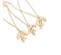 Sbyhbhyds Necklace for 3-Split Heart Necklace,3 Pcs Best Friends Forever Engraved Necklace Broken Heart Charm Pendant Set,Valentines Day Birthday Matching Gifts for Her Girls