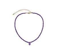 Sbyhbhyds Peach Heart Simple Rice Beads Handmade Necklace Geometric Folding Beaded Necklace for Women's Daily Wear Small Necklace for Women (Purple, One Size)