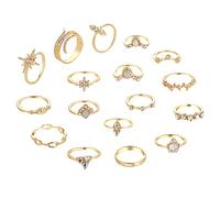 Sbyhbhyds Ring Set 17 Woolly Idea Set Six Pointed Star Ring for Women and Girls The Ring Girl Costume (Gold, One Size)