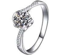 Sbyhbhyds Ring Shining Zircon Angel Ring Simple Opening Adjustable Ring European and American Ring Cool Rings for Girls (Silver, One Size)