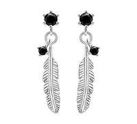Sbyhbhyds Silver Needle Feather Earrings Alloy Earrings Cold Wind Earrings Female Earrings Gifts Chunky Hoop Earrings for Women (Black, One Size)