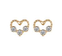 Sbyhbhyds to My Dearest Mother Daughter Exquisite Ear Stud Gift Most Real Love and Blessing Love Heart Shape Crystal Ear Stud Real Earrings for Women (Gold, One Size)