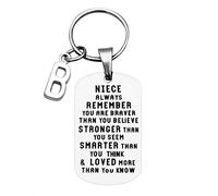 Sbyhbhyds TO MY NIECE Keychain Initial Letter Key Ring, A-Z 26 English Alphabet Charm Keychain Christmas Ornament,Portable Jewelry Pendant Chain Gift for Women Girl,Mini Pocket Keyring Tag