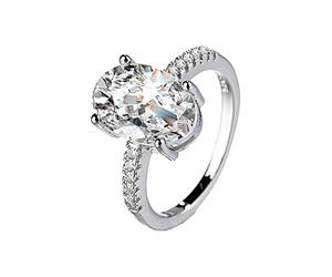 Sbyhbhyds True Moissanite Diamond Ring Large Oval Egg Ring Female Size 4 Rings for Teen Girls (Gold, 8号)