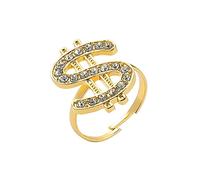 Sbyhbhyds US Dollar Decorative Diamond Ring Decorative Gold Ring Jewelry Opening Adjustable Size 888 Ring (Bronze, One Size)