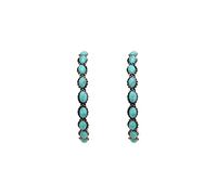 Sbyhbhyds Vintage Geometric Circle Earrings with Turquoise Stones 2PC Set Dainty Hoop Earrings (A, One Size)