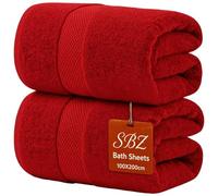 SBZ 2 Pack Extra Large Jumbo Bath Sheet 100% Egyptian Cotton Super Soft Luxury Premium Quality Towels 600-GSM Quick Dry Highly Absorbent 100 x 200 cm (Red)