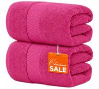 SBZ 2 Pack Extra Large Jumbo Bath Sheet 100% Egyptian Cotton Super Soft Luxury Premium Quality Towels 600-GSM Quick Dry Highly Absorbent 100 x 200 cm (Pink)