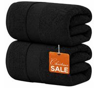 SBZ 2 Pack Extra Large Jumbo Bath Sheet 100% Egyptian Cotton Super Soft Luxury Premium Quality Towels 600-GSM Quick Dry Highly Absorbent 100 x 200 cm (Black)