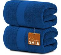 SBZ 2 Pack Extra Large Jumbo Bath Sheet 100% Egyptian Cotton Super Soft Luxury Premium Quality Towels 600-GSM Quick Dry Highly Absorbent 100 x 200 cm (Royal Blue)