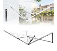 Sbz 5 Arm Rotary Airer - 26m Folding Clothes Drying Rack for Indoor & Outdoor - Wall-Mounted Rotary Washing Line with Adjustable Height - Heavy-Duty Outdoor Clothes Dryer with Fixings