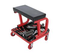 Sbz Heavy Duty 150kg Capacity Rolling Mechanics Stool | Soft Padded Creeper Stool Trolley with 4 Compartment Rolling Tool Tray | 4 Universal Casters, Heavy Duty Garage Workshop Seat Chair