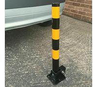 Sbz Heavy Duty Folding Robust Security Parking Post Driveway Bollard Lock + 3 Keys, Yellow