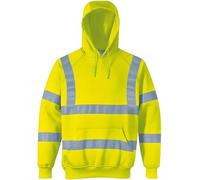 SBZ Mens Hi Vis Pullover Hoodie Two Tone Class Two Reflective Tape Safety Workwear Womens Safety warm sweatshirt Multi Pockets High Visibility (UK, Alpha, M, Regular, Regular, Yellow Hoodie)