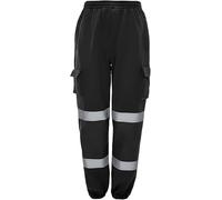 SBZ Mens High Visibility Trousers Hi Vis Jogging Bottoms Reflective Tape Heavy Duty High viz Pants Waterproof Over Work Loose Fit Trouser (UK, Alpha, M, Regular, Regular, Black Trouser)