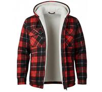 SBZ Mens Padded Shirts Lumberjack Top Casual Coat Hooded & Collared Flannel Check Jacket Thick Quilted Work Wear Warm Thermal Fleece Fur Lined Shirt S-5XL (UK, Alpha, XXL, Regular, Regular, Red/Hood)