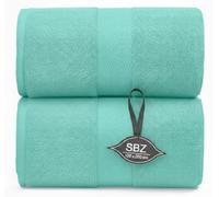 SBZ Pack of 2 Premium Bath Sheet Towel 100% Egyptian Cotton Super Soft 600-GSM Highly Absorbent Extra Large Bath Sheet Size (100 x 200 cm) (MINT)