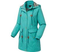 SBZ Womens Raincoat Waterproof Rain Jacket Breathable Summer Coat Hooded Ladies Spring Lightweight Windbreaker Functional Jacket Outerwear with Pockets (UK, Numeric, 22, Regular, Regular, Green)