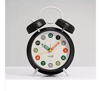 SBZIOJHDR alarm clock, 4" Twin Bell Silent Non-Ticking Battery Operated Extra Loud with Backlight for Bedside Table Desk(Black)