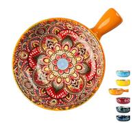 SBZIOJHDR Ceramic Noodle Bowl, Ceramic Instant Noodle Bowl, Soup with Handle 600ml, Single Shallow, Small Ramen(Orange)