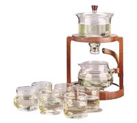 SBZIOJHDR Coffee Mug, Semi-Automatic Suit with 6 Tea Cups, Magnetic Water Diversion Rotating Cover Bowl, Wooden Bracket(B)