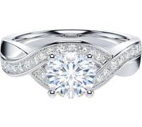 SBZIOJHDR Diamond Ring， Moissanite or Simulated Diamond Infinite Love Twisted Wrapped 1CT Promise Engagement Bridal Ring for Her