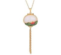 SBZIOJHDR jade pendant， Creative Chinese Style Lotus Natural Jade Cloisonne Necklace Pendant Fashion Jewelry