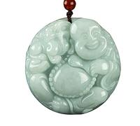 SBZIOJHDR jade pendant， Feng Shui Wealth Laughing Buddha Necklace Pendant Natural Gemstone Semi Precious Emerald Jade