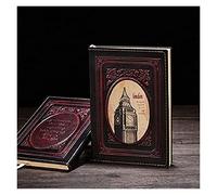 SBZIOJHDR leather notebook， European Retro A5 Journal 100 Sheets Of 80g/m2 Paper 3D Three-dimensional Relief Big Ben Pattern Cover Life Planner Diary(C)