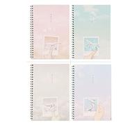 SBZIOJHDR leather notebook， Star Spiral 4 Subject, College Ruled Paper 60 Sheets Hardcover Tabs Diary Learning Student Gifts(E)