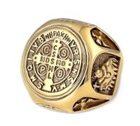 SBZIOJHDR mens rings, Catholic Demon Protection Amulet Gothic Medieval Religious Jewellery(Gold,O)