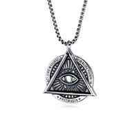 SBZIOJHDR necklaces， Masonic All-Seeing Eye Triangle Stainless Steel - Engraved Believe in Yourself
