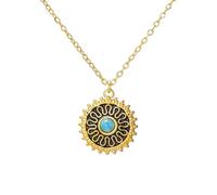 SBZIOJHDR necklaces， Sky Nomad Turquoise Amulet - Vintage Enamel Pendant with Adjustable Chain, Festival Jewellery