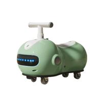 SBZIOJHDR Wiggle car, Wiggle Car Peanut Shape Music Light Swing Cars For Kids Silent Flash Wheel With Helmet Backpack Card(Grn,No Helmet backpack)