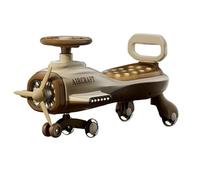 SBZIOJHDR Wiggle car, Wiggle Car Ride On Airplane Toy Kid' Electric Vehicle Rideable with Music light and silent flash wheel Swing Card(Brown)