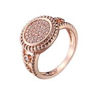 SBZIOJHDR women's ring, Plated 18K Rose Gold Rings for Women, Promise Her Antique Ring Round Shape Cubic Zirconia Wedding Band(R 1/2)