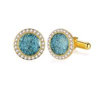 Sbzxbt Turquoise Cufflinks for Men 925 Sterling Silver Tuxedo Cuff Links Gold Cufflinks Shirts for Men Jewelry Gifts for Father Husband
