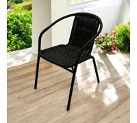SC-037 Black Framed Rattan Chairs - Stackable Indoor/Outdoor Garden Patio Armchairs