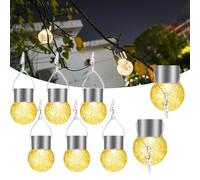 SC-Daily Solar Ball Lights, 8 Pack Upgrade Cracked Glass Hanging Ball Lightswith Handle, IP65Waterproof Outdoor Lanterns Decorative Globe Lights Solar Lighting for Garden,Party,Yard,Tree or Lawn