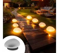 SC-Daily Solar Lights Outdoor Waterproof Solar Pebble Rock Garden Lights Decorative with Warm Light LED, IP65 Waterproof, for Garden terraces Yard Path Decoration(Mini Pebble,1 Pack)