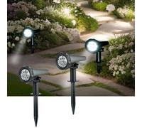 SC-Daily Solar Spot Lights Outdoor, White LED Solar Flood Lights, IP65 Waterproof, Garden, Yard, Pathway, Driveway, Garage, Fence, Walkway, Front Porch, Patio, Pack of 2