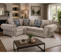 SC FURNITURE LIMITED Beige Fabric Corner Sofa 1C2 Scatter Back Cushions Milo