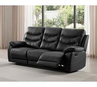 SC FURNITURE LIMITED Black Genuine Leather Reclining 3 Seater Sofa - Fusion