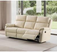 SC FURNITURE LIMITED Cream Genuine Leather Reclining 3 Seater Sofa - Aberino