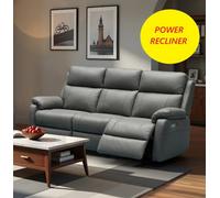 SC FURNITURE LIMITED Dark Grey Genuine Leather Electric 3 Seater + 2 Seater + Armchair Recliner Sofas - Aberino