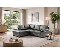 SC FURNITURE LIMITED Dark Grey Leather Corner Sofa + Usb Charging Ports - Lhf - Brooklyn