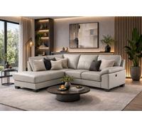 SC FURNITURE LIMITED Grey Leather Corner Sofa + Usb Charging Ports - Lhf - Brooklyn